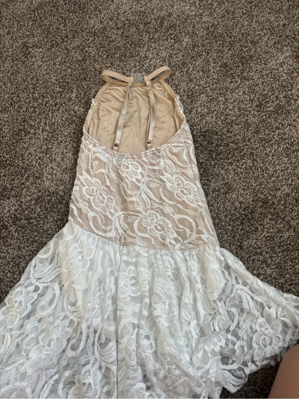 Beautiful White Lace Childs Large Dance Costume/Leotard